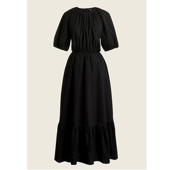 NWT JCREW Side-Cutout Cotton Poplin Dress $148 SIZE 4 Black Midi - Picture 3 of 4